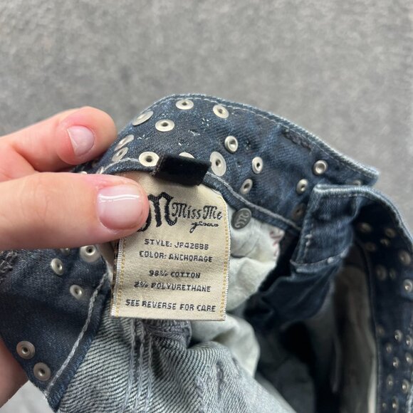 Miss Me Jeans Womens 26 Anchorage Studded Flare Distressed Denim Blue Bootcut - Picture 6 of 12